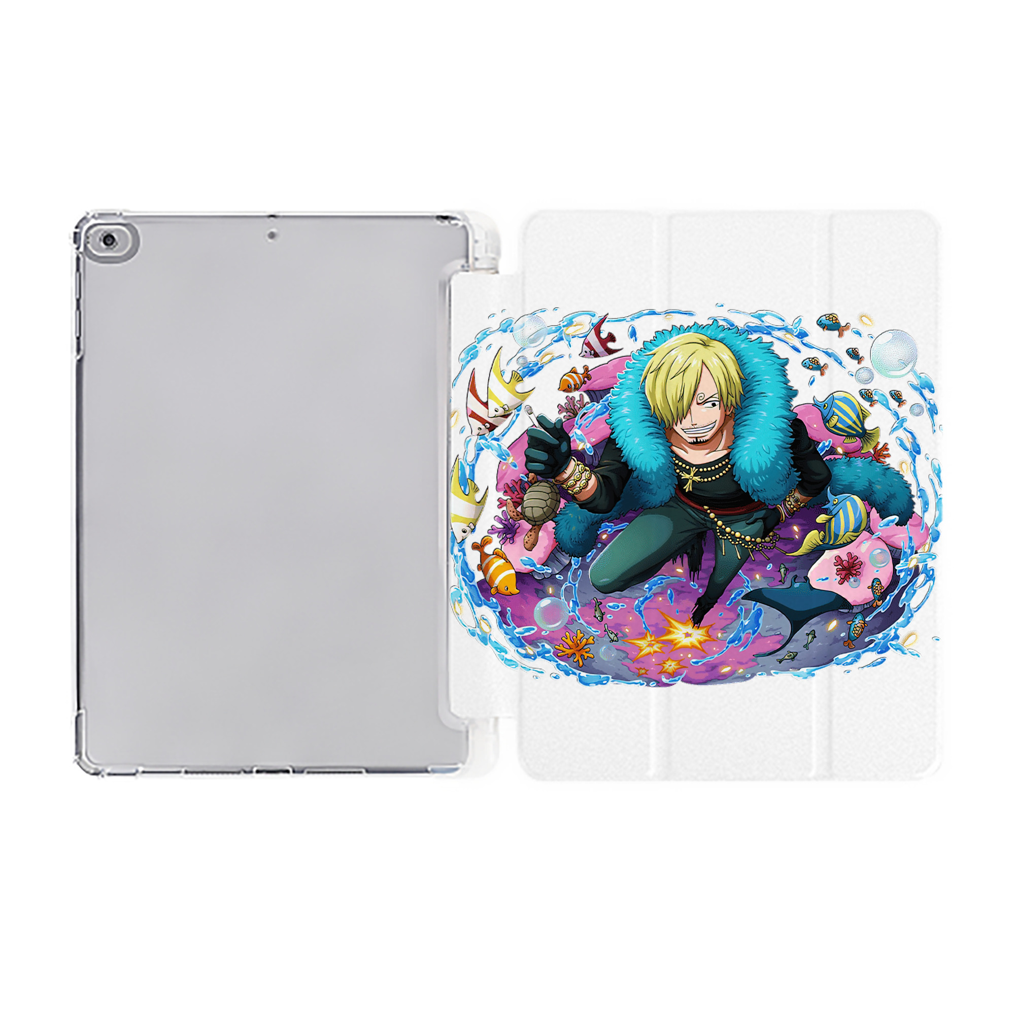 （画像用） ワンピース サンジ ONE PIECE Sanji IPad ケース ペン収納付き 三つ折りスタンド PUレザー×シリコン 対応機種9.5/10.5/10.9インチ